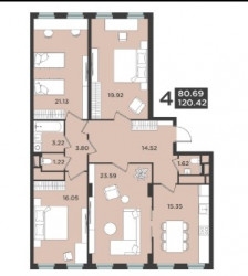 Четырёхкомнатная квартира 116.14 м²